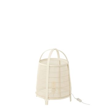 Lámpara de sobremesa de tela y madera beige 36.5x36.5x52.5 cm