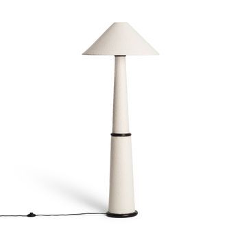Lámpara De Pie Madera Y Tela Lombe Blanco