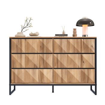 Aparador - Mueble Auxiliar De Salón - Mdf Y Partículas - Negro Y Madera (120x40x80cm)
