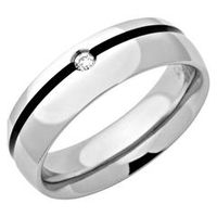 anillo acero inoxidable brillante circonita lacado 6mm
