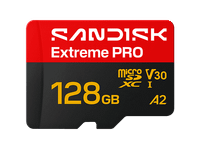 tarjeta micro sd - sandisk extreme pro 128 gb hasta 250 mbs de lectura 5k y 4k uhd v30 a2 u3 uhd-i adaptador sd negro