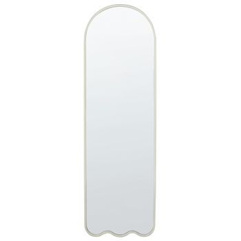 Espejo De Pared Moderno Irregular Marco Metal Hierro Decoración Sala De Estar 45 X 145 Cm Blanco Bussy