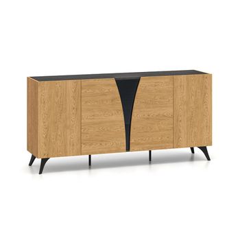 Bufé 5 puertas paneles mdf madera y negro