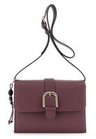 bolso bandolera con bolsillo delantero pasador y hebilla metalica bordeaux