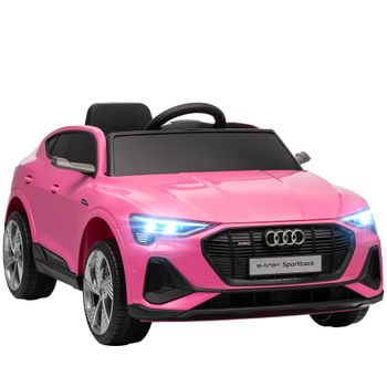 HOMCOM Coche de Batería para Niños 12V Audi E-tron con Mando a Distancia Faros Bocina Música Velocidad 3-5 km/h Rosa