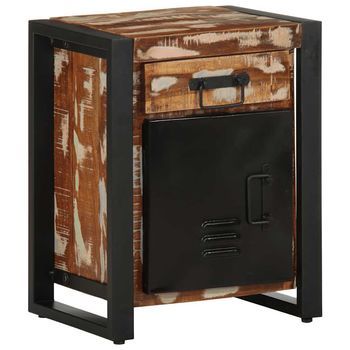 Mesilla De Noche - Mueble De Dormitorio - Madera Maciza Reciclada - Multicolor (40x30x50cm)