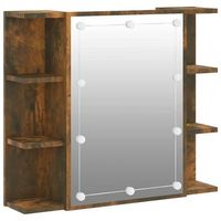 mueble con espejo y luces led roble ahumado 70x165x60 cm vidaxl