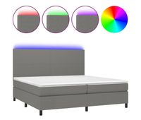 cama box spring colchon y luces led tela gris claro 200x200 cm diseno plano