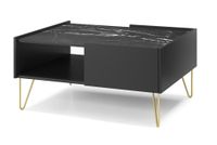 mesa de centro efecto madera negro y dorado