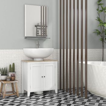 Mueble Para Debajo Del Lavabo De Mdf Kleankin 60x30x60 Cm-blanco