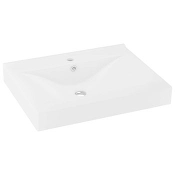 Lavabo De Lujo Con Grifo Cerámica 60x46 Cm Blanco Mate Vidaxl