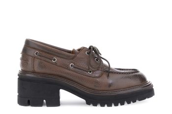 mocasines de piel con cordones y suela dentada dark brown