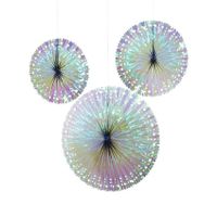 iridescent fan decorations 3 pack