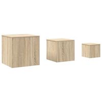 3 uds mesas auxiliaresrmesa de centrormesita de centro madera contrachapada color roble sonoma