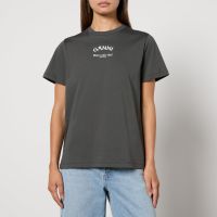 ganni basic logo-print cotton-jersey t-shirt - s