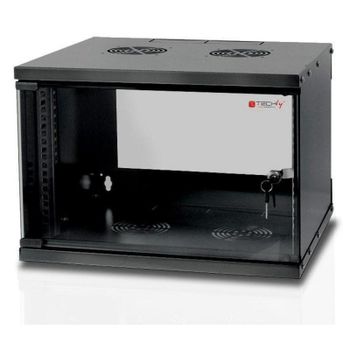 Bastidor de red Techly I-CASE EL-1006B32 6U 50 kg pared cristal negro