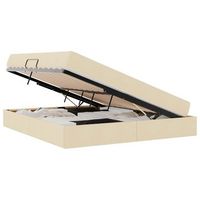 cama con almacenamiento y colchon crema 160 x 200 cm poliester vidaxl