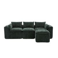 sofa modular 3 plazas puf chenilla urban meuble 256x161x75cm - verde