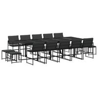 juego de comedor de jardin 15 piezas con cojines textileno negro