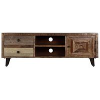 mueble tv  mueble de salon  armario tv de madera maciza de mango 118x30x40 cm