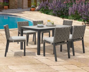 Gardenia 150cm Light Grey Garden Table and Gardenia Chairs - Grey, 4 Chairs