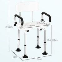silla para ducha de aluminio hdpe eva tpr homcom 54x52x70-82cm-blanco