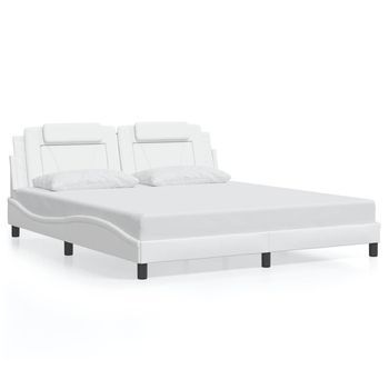Estructura De Cama Viana Sin Colchón Cuero Sintético Blanco 180x200cm Vidaxl
