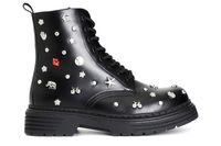 botin de mujer con cordones y tachuelas estampadas black 36