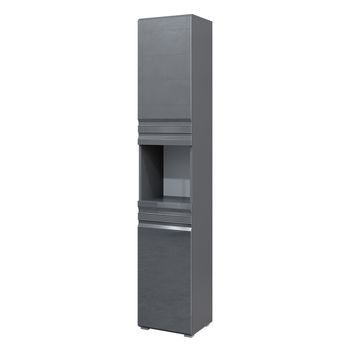 Armario De Baño Fredd Antracita Alto Brillo 36.4 X 190.5 Cm Vicco