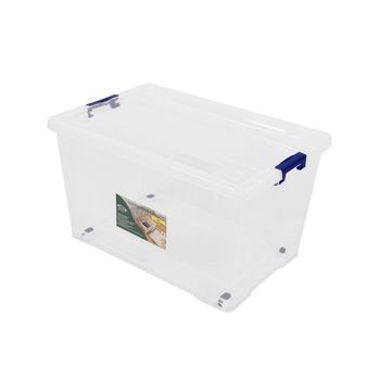 Jardin202 - Cajas De Almacenaje Ordenación De Plástico Transparentes Con Tapa Azul  Con Y Sin Ruedas  Ropa, Libro,  Juguestes  Pack 6 Uds (56 L)  Pack 6 Uds (56 L)jardin202