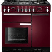 rangemaster professional 90 dual fuel range cooker - cranberry  chrome cranberry