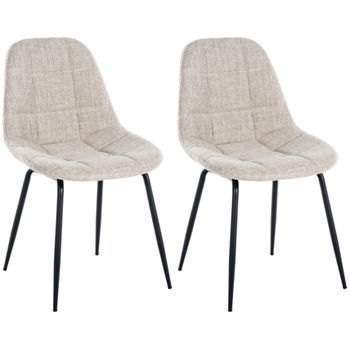 Set De 2 Sillas De Comedor Tom En Tela O Polipiel Crema 52x46x82 Cm Clp