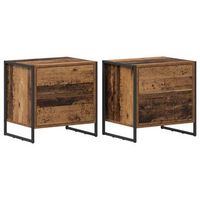 pack 2 uds mesita de noche  armario de noche  mesa de noche con cajon madera vieja 50 x 395 x 50 cm