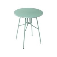 mesa de balcon de exterior de hierro metal redonda o 64 cm verde claro taltal