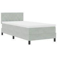 cama individual  cama para adulto  cama box spring led con led gris claro 100 x 200 cm terciopelo