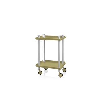 Carrito Auxiliar Leky, Armazón Gris, 2 Estantes. Multifuncional, Práctico Y Decorativo,acero,verde Oliva