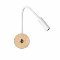 aplique de pared lectura led 3w flexible metal blanco y madera natural