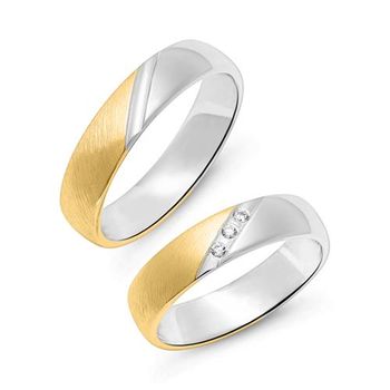 Alianzas de boda de plata chapada en oro parcial