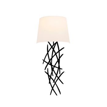 Lámpara De Pared Asaf-6988 Blanco Negro Metal Tela 15x28x62 Cm