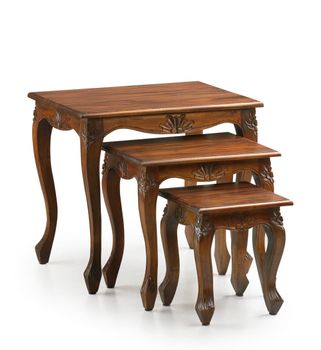 Set de 3 mesas de madera marrón anch. 60 cm