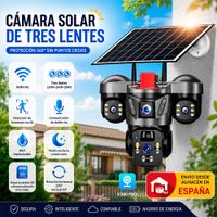 camara solar kerui de 6mp camara wifi con panel solar para exteriores triple lente sistema de vigilancia con video cctv para seguridad del hogar pantallas triples