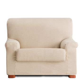 Funda De Sillón Elástica Premium Con Funda Cojín Aparte E Incluída Muy Suave Beige 80 - 110 Cm