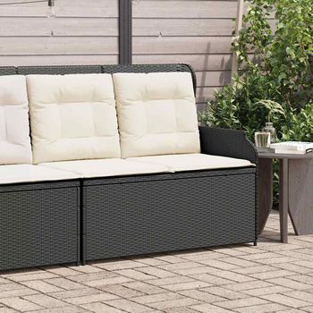 Sillón Reclinable De Jardín | Silla De Exterior Con Cojines Ratán Sintético Negro Cfw443827