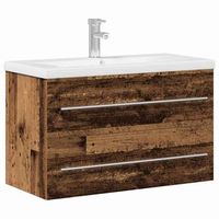 gabinete de lavabo para bano madera vieja 80 x 385 x 48 cm vidaxl