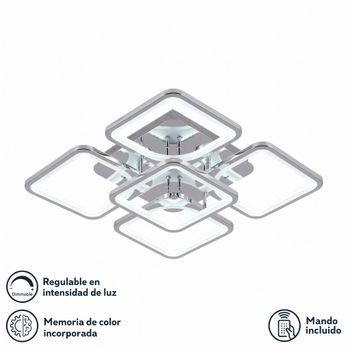 Plafon 129w 3000-4000-6500k cromo elara 9x58x58cm 17415lm c.remoto,regulador y memoria
