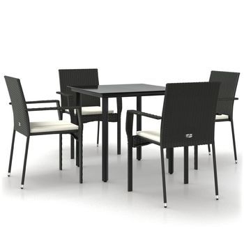 Set De Muebles Jardín 5 Pzas Con Cojines Ratán Sintético Negro Cfw266912