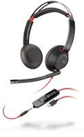 poly blackwire 5220 auriculares alambrico diadema llamadasmusica usb tipo c negro rojo