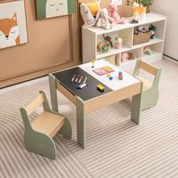 juego de mesa y 2 sillas para ninos mesa de actividades 4 en 1 madera verde