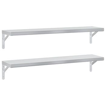 Estantes De Pared 2 Uds Acero Inoxidable Plateado 100x23,5 Cm Vidaxl