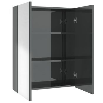Armario De Espejo De Baño Mdf Gris Brillante 60x15x75 Cm Vidaxl